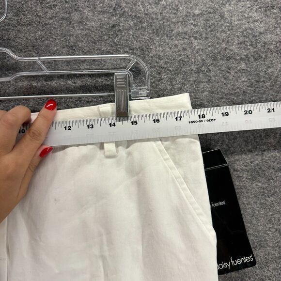 New Daisy Fuentes Dress Pants Women 12 White Mid Rise Pleated Cotton Pockets - Picture 5 of 11
